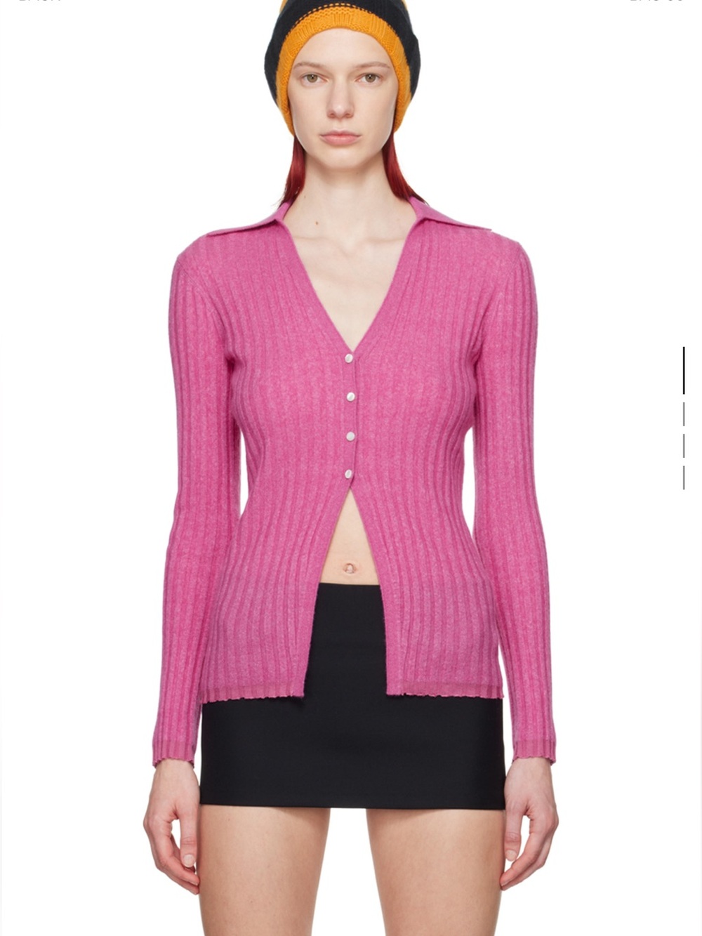 GUEST IN RESIDENCE Pink Rib Cardigan Ribbed V-Neck Button Cardigan - Pink